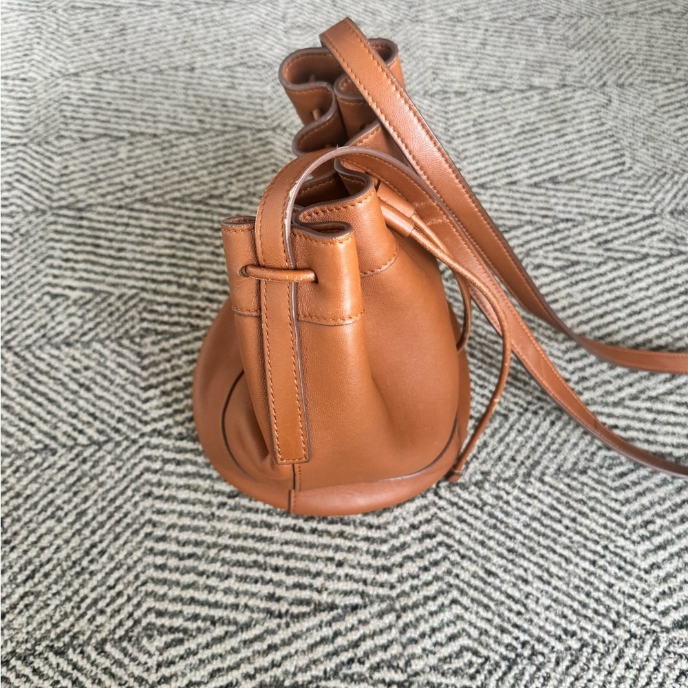 Jenni Kayne Leather Mini Drawstring Bucket Bag in Saddle - Picture 5 of 14